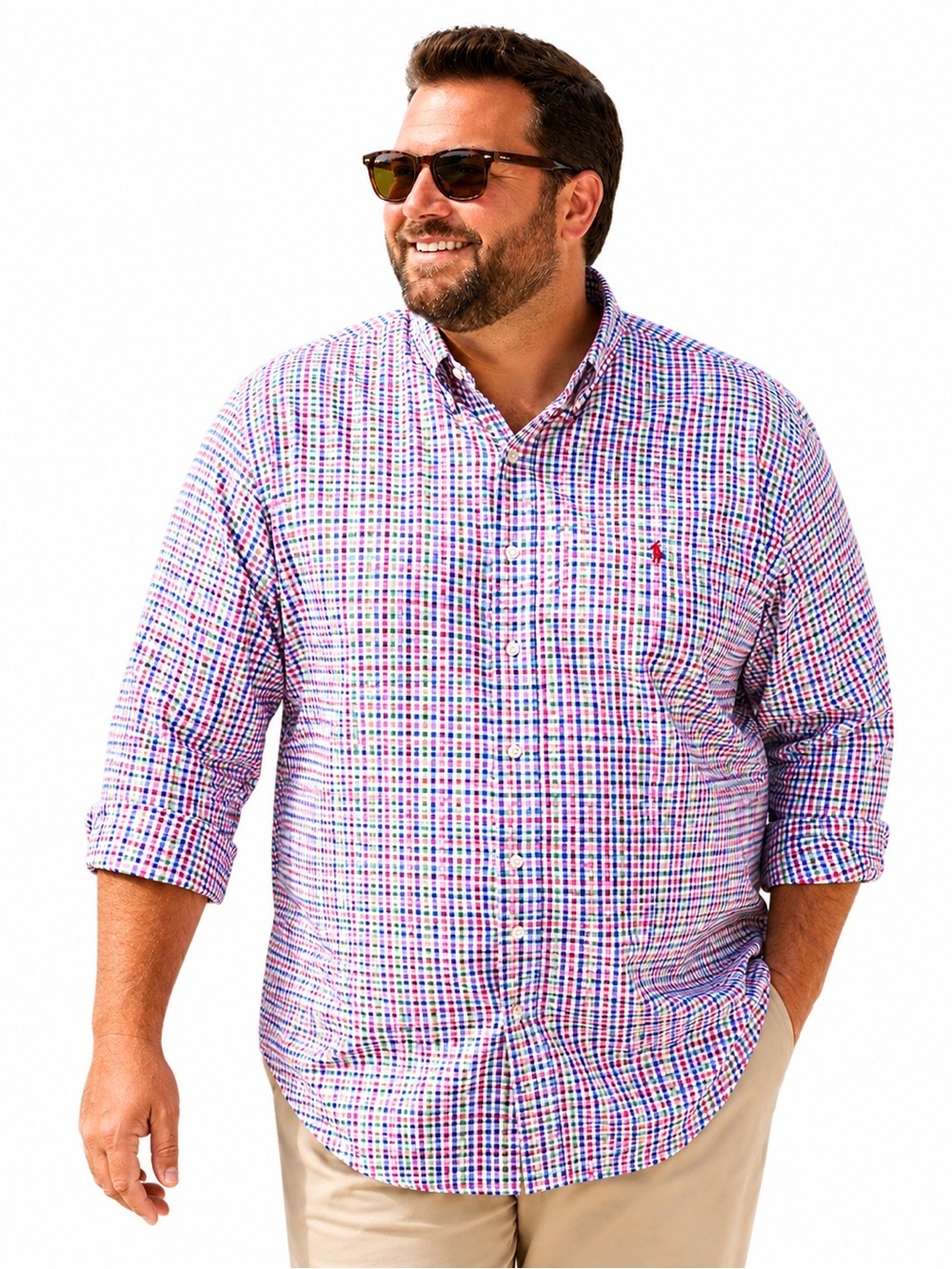 Ralph Lauren Blue Pink Green Check Button-Down Shirt